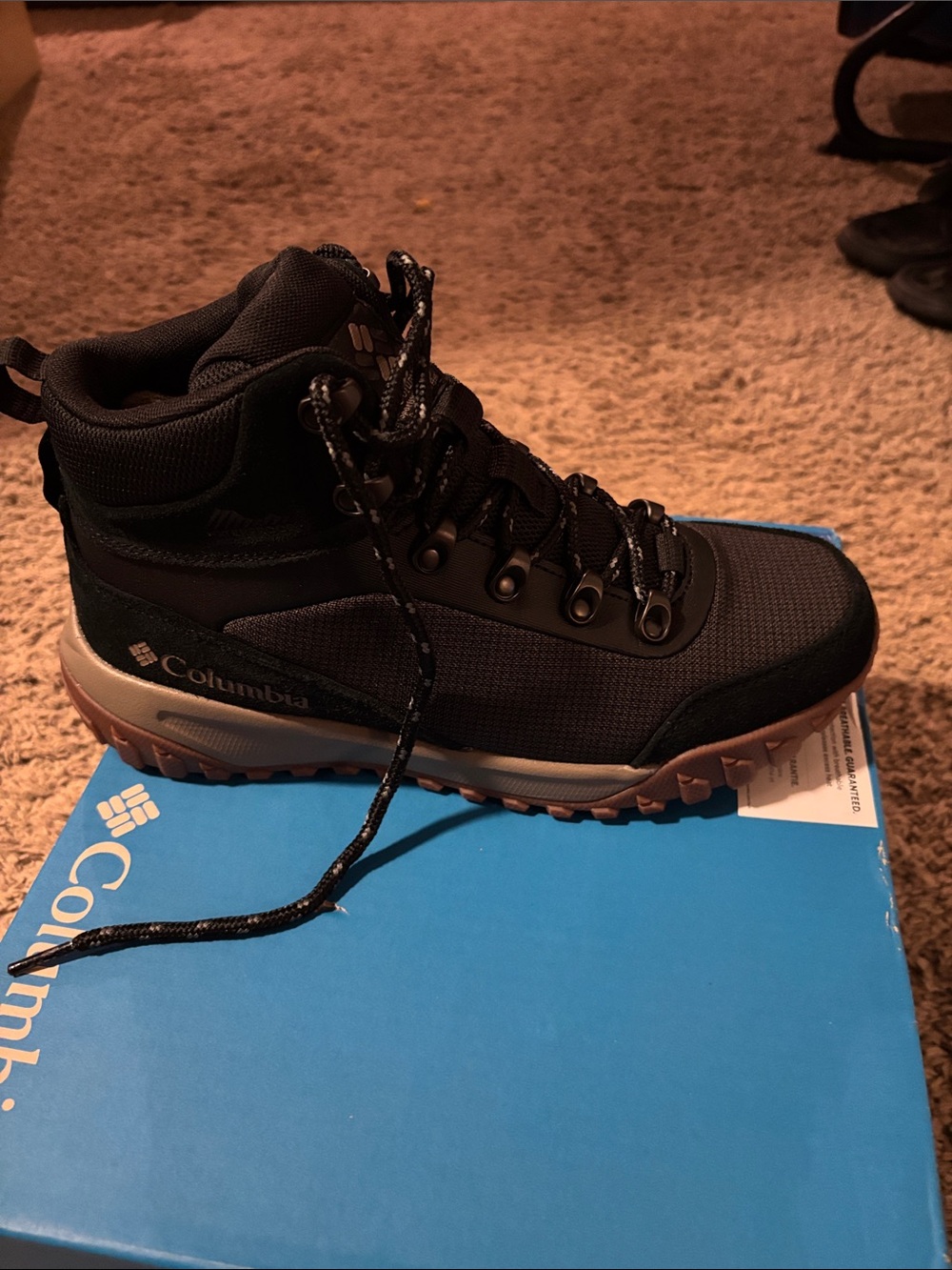 Columbia Burnsider Women’s Black Hiking Boots with Brown Outsole